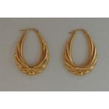 Pair Ladies 9ct Gold Hoop Earrings