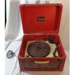 Trixette Portable Electric Gramophone in red & white polka dot vinyl case