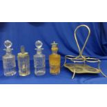 Silver Plated Cruet on stand with 4 bottles