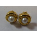 Pair 18ct Set Pearl Stud Earrings