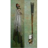 Golf Clubs inc. Sombrero, Top Scott, Power Punch, etc. & Golf Clubs with wooden shafts inc.