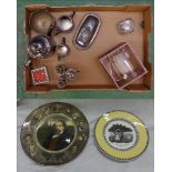 Royal Doulton Series Ware Dickens Plate D6306 & Buckingham Palace Plate, Silver Plated 3 Piece Tea