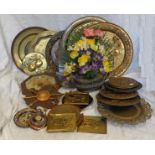 Brass Platters, wall plaques, resin pots etc. (1 Box)