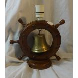 Nautical Themed Table Light in form of ships wheel & bell