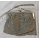 Ladies Silver Evening Chain Mail Evening Bag with chain handle, hallmarked London 1916