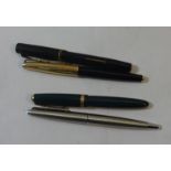 Parker Fountain Pen with black plastic body, gilt cap & clip, Streamline nib, Stephens Lever Fill