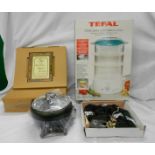 As New Boxed Tefal Steam 1000 Compact High Speed, Steamer, set 4 new photograph frames, new chain