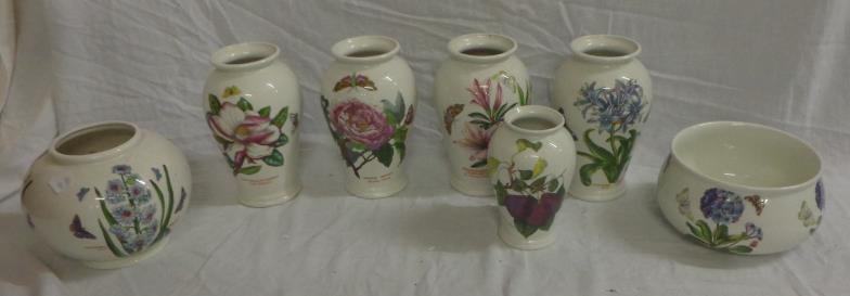 Portmeirion Botanical Garden Vases, baluster shaped, squat & bowl (7)