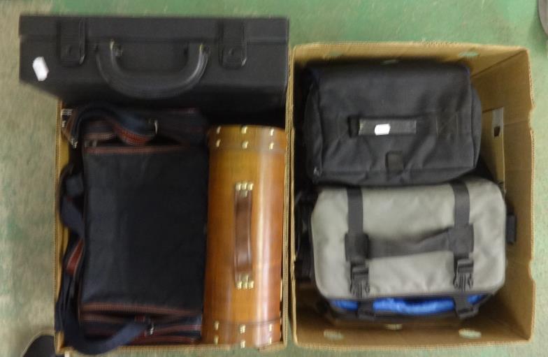 Camera Equipment inc. carrying cases, bags, attache case, magazine holders etc. (2 Boxes)