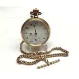 An early 20th Century Swiss Gold Plated Open Face Keyless Pocket Watch, unsigned, the 15 jewel