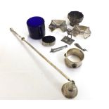 A Mixed Lot of Electroplated Small Items including three Napkin Rings; Oval Box and Lid; Miniature