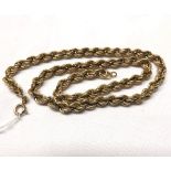 Hallmarked 9ct Gold rope twist neck chain 47cms long, weighing approximately 18gms
