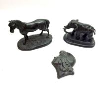 A Mixed Lot comprising: a Bronzed Spelter Model of a pony on plinth base, together with a Cast