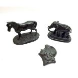 A Mixed Lot comprising: a Bronzed Spelter Model of a pony on plinth base, together with a Cast