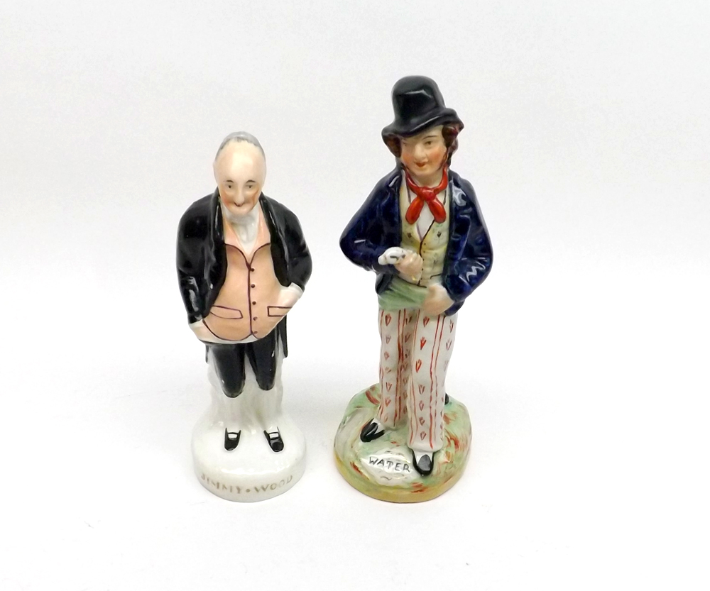 An unusual Staffordshire Double-Sided Figure, Temperance “Gin” and “Water”, together with a