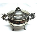 An early 20th Century Continental White Metal Sugar Bowl of fluted oval form, with Griffon