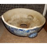 A Chinese Cistern fragment of circular form, painted in under glazed blue with all over Chinese