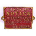 A Vintage Cast Iron Wall Mounted Notice, produced for M & G N J R, (Midland & Great Northern Joint