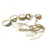 Mixed lot of hallmarked Gold and yellow metal jewellery oddments including Victorian 15ct Gold and