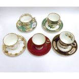 A Mixed Lot comprising: nine 19th Century Cabinet Cups and Saucers with hand-painted floral and gilt