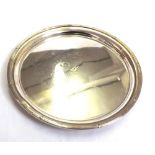 An Elkington Plate Wine Salver of plain circular form with reed and tie border, engraved to the