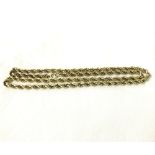 A heavy yellow metal Rope Twist Necklace stamped “9ct”, 67cm long and weighing approximately 59gm