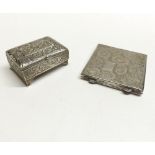 A Mixed Lot comprising: a continental white metal Powder Compact of hinged square form, the lid