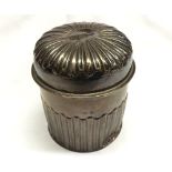 A late Victorian Silver Cylindrical Canister and Lid, half-fluted decoration, fluted lid, (wear