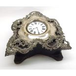 An ornate late Victorian Pocket Watch Stand with elaborate pierced Silver foliate front and