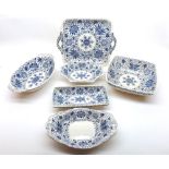 A collection of Masons Ironstone Wares, decorated in blue with the “Bow Bells” pattern, comprises