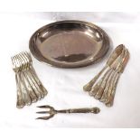 A Mixed Lot comprising an Oval Silver Plated Dish, a Set of Silver Plated Dish Cutlery and a further