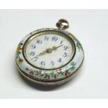 A first quarter of the 20th Century Ladies small enamel Fob Watch, Gold hands to a white enamel dial