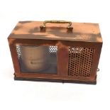 A 20th Century Barograph in Copper and Brass Handled Case, of rectangular form with meshed sides,