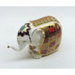 A Royal Crown Derby Paperweight, modelled as an elephant, typically decorated, complete with