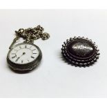 Last quarter of 19th Century large hallmarked Silver cased Fob Watch being in a protective case