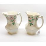 Pair of Ringtons Maling ware lustre glazed floral decorated octagonal jugs 8” high