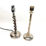 A Mixed Lot: a barley twist formed Silver Plated Electric Table Lamp and a further Silver Plated