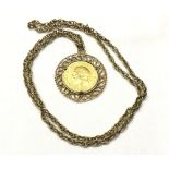 George V Gold Sovereign dated 1931 mounted in a hallmarked 9ct Gold filigree pendant mount, Gold