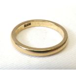 A high grade precious metal Wedding Ring, dated within 17/4/13, stamped ”18ct” and weighing