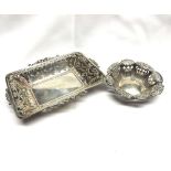 A late Victorian Silver Tray-formed Bon-Bon Dish with embossed pierced sides, inscribed to centre “