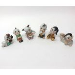 A 20th Century Chinese Porcelain Child Band of six players, all decorated in colours and 2” high