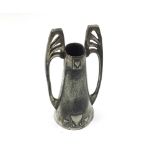 A WMF style double-handled Pewter Vase of tapering form. 6” high