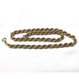 Hallmarked 9ct Gold rope twist neck chain 46cms long weighing approximately 11gms