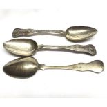 Three William IV Scottish Silver Dessert Spoons, single struck Kings pattern, Glasgow 1830, Maker