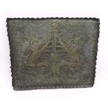 A Vintage Brass Tray embossed with winged horses etc, 13 ¼” long