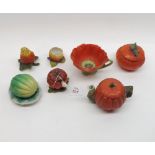 A Mixed Lot of various assorted Fruit and Flower-shaped Condiment Items, comprising: Salt, Pepper