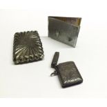 A Mixed Lot comprising: a Victorian Silver Cigarette Case with radial embossing, 3” x 2”, Chester