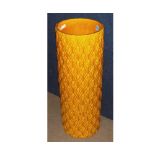 Large Burmantofts cylindrical formed stick stand decorated with a yellow glaze geometric design, (