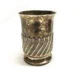 A late Victorian Silver Half-Pint Christening Tankard of cylindrical form with wrythen and fluted