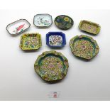 A small collection of various Enamelled Small Pin Dishes and Ashtrays (8)